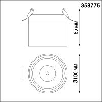 358775 SPOT NT21 526 черный Светильник встраиваемый светодиодный IP20 LED 15W 4000K 1300Лм 100-265V GRODA