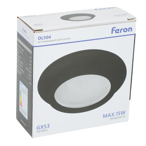 Светильник встраиваемый Feron DL504 потолочный GX53 черный круг IP44 фото 10