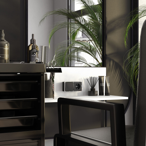 Выключатель одноклавишный проходной Gallant черный/хром W5012035 фото 2