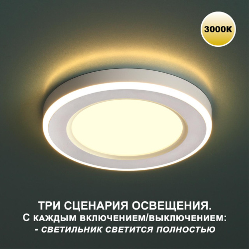 359022 SPOT NT23 561 белый Светильник встраиваемый светодиодный (три сценария работы) IP20 LED 3000К 18W+6W 100-265V 1680Лм SPAN