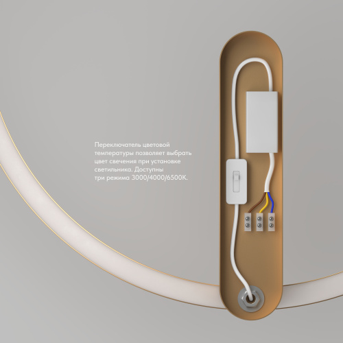 DK5035-SG Бра ROUND со светодиодом, IP20, 24W, 3000/4000/6500K, матовое золото, алюминий фото 2