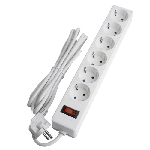 Сетевой фильтр 6-местный с/з STEKKER HM20-61-03 3x1мм2, 3 м, серия Optima, белый фото 3