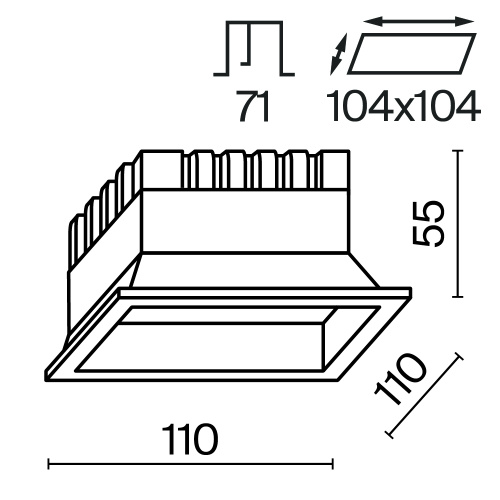 Встраиваемый светильник Technical DL056-12W3-4-6K-W фото 3