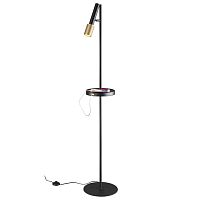 4240/1F HIGHTECH ODL21 321 черн/зол/металл Напольн.св-ник c выкл, USB IP20 LED GU10 max 10W MEHARI