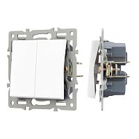 Механизм выключателя двухклавишный непроходной SWT-MK02-PL-WH (250V, 16A) Arlight 043724