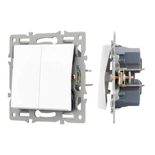 Механизм выключателя двухклавишный непроходной SWT-MK02-PL-WH (250V, 16A) Arlight 043724 Механизм выключателя двухклавишный непроходной SWT-MK02-PL-WH (250V, 16A) Arlight 043724