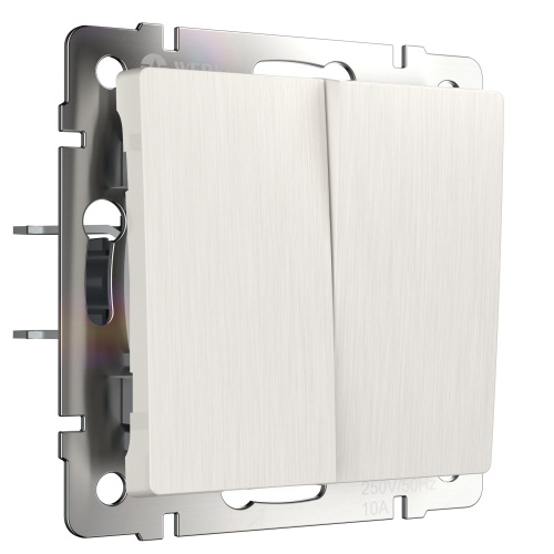 Выключатель двухклавишный проходной (перламутровый рифленый) W1122013 Выключатель двухклавишный проходной (перламутровый рифленый) W1122013