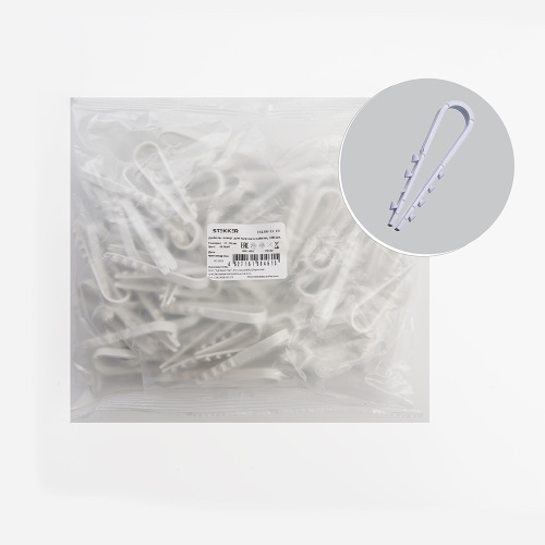 Дюбель-хомут для круглого кабеля (11-18мм), STEKKER DCL00-11-18, полипропилен, белый (100шт.)