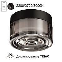 7157/6CL HIGHTECH ODL26 493 Настенно-потолочный светильник черный/дымчатый/стекло/поликарбонат IP65 LED 6W 410Лм 2200/2700/3000K 120° 220-240V RONDA