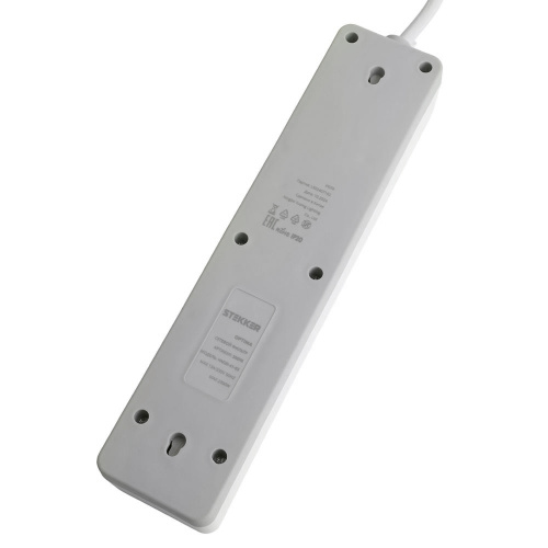 Сетевой фильтр 4-местный с/з STEKKER HM20-41-03 3x1мм2, 3 м, серия Optima, белый фото 2