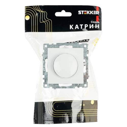 Выключатель диммирующий TRIAC(механизм), STEKKER GLS10-7106-01, 250V, 500W, серия Катрин, белый фото 2