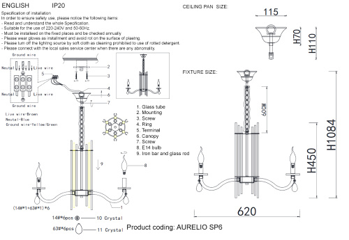 Crystal Lux Люстра Crystal Lux AURELIO SP6 GOLD+CHROME/TRANSPARENT фото 2 Crystal Lux Люстра Crystal Lux AURELIO SP6 GOLD+CHROME/TRANSPARENT фото 2