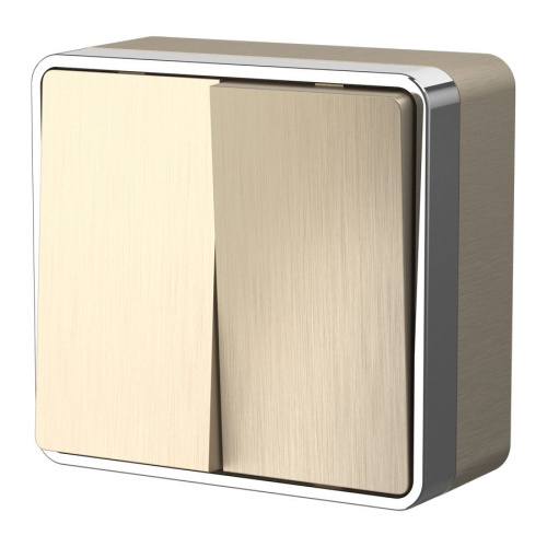 Выключатель двухклавишный Gallant шампань рифленый W5020010 Выключатель двухклавишный Gallant шампань рифленый W5020010