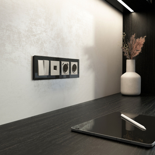 Выключатель двухклавишный с подсветкой (дымчатый) W1220104 фото 3