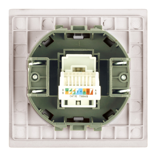 Розетка компьютерная 1-местная RJ-45 (механизм), STEKKER, серия Мия, RST00-3117-08, пудровый жемчуг фото 2
