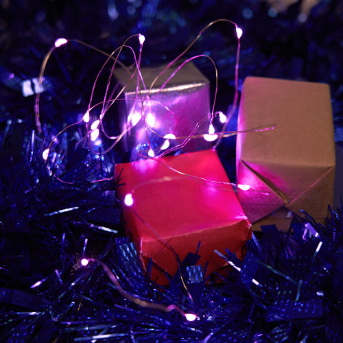 Светодиодная гирлянда Feron CL570 линейная Роса, статичная 2м + 0.5м розовый с питанием от батареек, прозрачный шнур фото 6