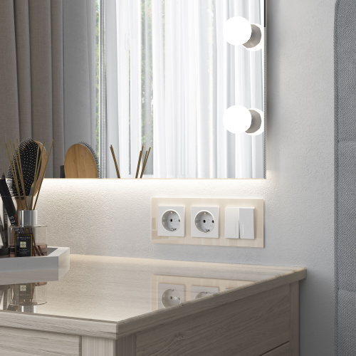 Рамка из стекла на 3 поста Favorit молочный W0031141 фото 3 Рамка из стекла на 3 поста Favorit молочный W0031141 фото 3