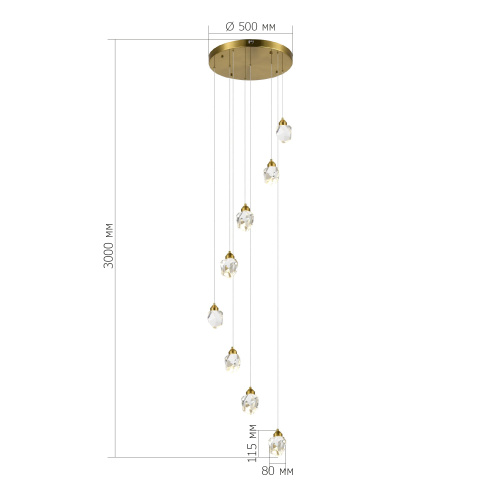 SL6114.203.08 Светильник подвесной ST-Luce Золотистый/Прозрачный LED 8*3W 3000K CASCATO фото 2