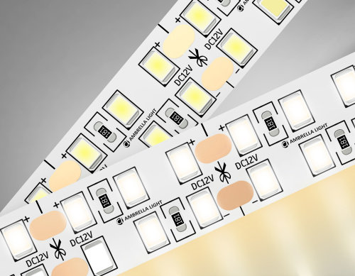 Светодиодная лента двухрядная 12В 2835 240Led 19.2Вт/м 3000K IP20 5м