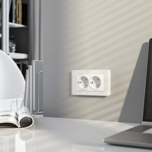 Розетка двойная с заземлением (белый матовый) W1172061 фото 4