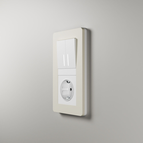 Рамка из поликарбоната на 2 поста Split айвори/белый, soft-touch W0023066 фото 6