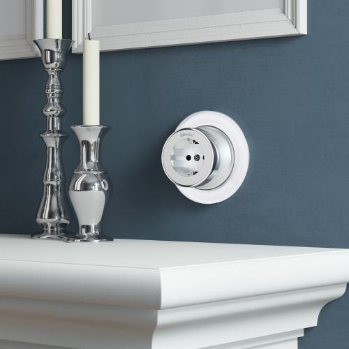 Розетка с заземлением Vintage серебро матовый/хром W5871054 фото 5 Розетка с заземлением Vintage серебро матовый/хром W5871054 фото 5