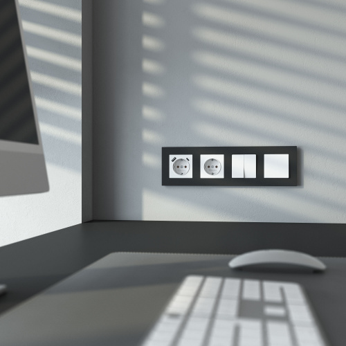 Розетка с заземлением, шторками и USB тип A+C (белый матовый) W1171761 фото 2