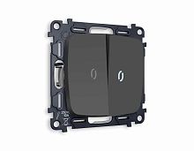 Комплект механизма 2-кл выключателя AMBRELLA VOLT с подсветкой 5600K OMEGA Графит мягкое касание QUANT (OP9040, VM115, G14W) MO904015