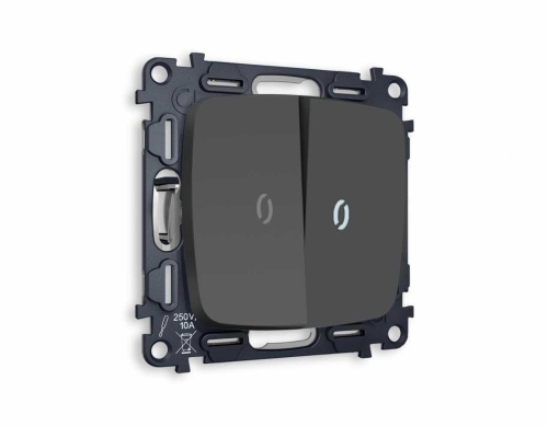 Комплект механизма 2-кл выключателя AMBRELLA VOLT с подсветкой 5600K OMEGA Графит мягкое касание QUANT (OP9040, VM115, G14W) MO904015 Комплект механизма 2-кл выключателя AMBRELLA VOLT с подсветкой 5600K OMEGA Графит мягкое касание QUANT (OP9040, VM115, G14W) MO904015