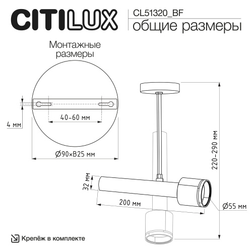 Citilux VEKTOR CL51320_BF Потолочный светильник на штанге Белый 20см фото 7