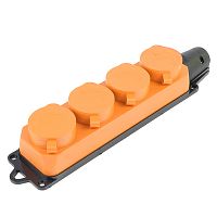Розетка переносная 4-местная c/з STEKKER, RST16-24-44-5, 250В, 16А, IP44, оранжевый