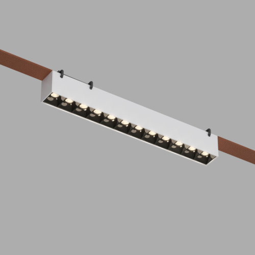 DK5571-WB Cветильник для трека-ремня Belty, серия Grill, со светодиодом, L323*W40*H45мм, 48V DC, 12W, RA90, 24°, 3000K, IP20, белый с черным, алюминий DK5571-WB Cветильник для трека-ремня Belty, серия Grill, со светодиодом, L323*W40*H45мм, 48V DC, 12W, RA90, 24°, 3000K, IP20, белый с черным, алюминий