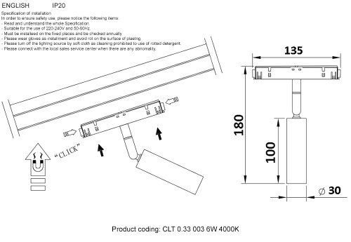 Светильник трековый магнитный Crystal Lux CLT 0.33 003 6W WH 4000К фото 2