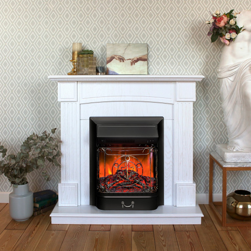 Каминокомплект ANDREA/АЛЬФА Беленый дуб с очагом Электроочаг MAJESTIC LUX/МАДЖЕСТИК фото 3