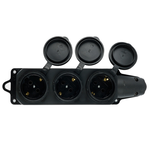 Розетка переносная 3-местная c/з STEKKER, RST16-23-44, штепсельная 250В, 16А, IP44, черный фото 4