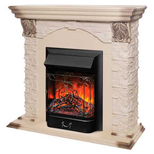 Каминокомплект DUBLIN LUX/ДУБЛИН ЛЮКС Бежевый дуб с серой патиной с очагом Электроочаг MAJESTIC LUX/МАДЖЕСТИК фото 2