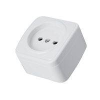 Розетка накладная 1-местная б/з STEKKER, PST10-501-20, пластик АВS, 250В, 16А, IP20, серия Basic, белый