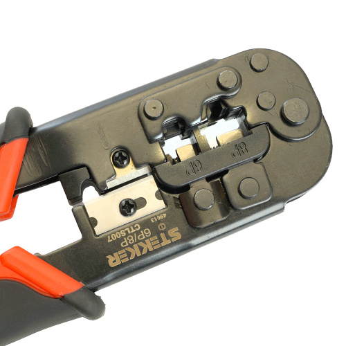Кримпер STEKKER CTLS007 для обжима RJ разъемов RJ-45 (8P8C), RJ-12 (6P6C) и RJ-11 (6P4C и 6P2C), черный, красный фото 5