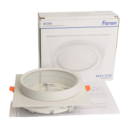Светильник встраиваемый Feron DL705 потолочный GX70 белый квадрат IP44 фото 10