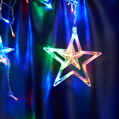 Светодиодная гирлянда Feron CL29 бахрома Звезды  3м  + 3м 230V мультиколор, статичная, c питанием от сети, прозрачный шнур фото 8