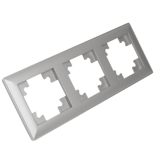 Рамка STEKKER, PFR00-7003-03 3-местная, пластик, серия Катрин, серебро фото 6