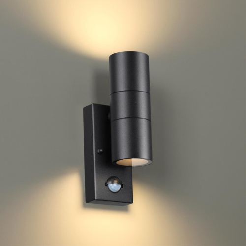 4389/2W HIGHTECH ODL23 000 черный/металл/пвх стойкий к УФ излучению Настенный светильник с датчиком движения IP44 LED GU10 14W MOTTO фото 3 4389/2W HIGHTECH ODL23 000 черный/металл/пвх стойкий к УФ излучению Настенный светильник с датчиком движения IP44 LED GU10 14W MOTTO фото 3