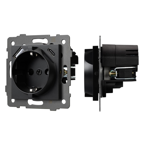 Механизм розетки с USB зарядкой SCT-MUAC-PL-BK-V (250V, 16A) Arlight 049830 Механизм розетки с USB зарядкой SCT-MUAC-PL-BK-V (250V, 16A) Arlight 049830