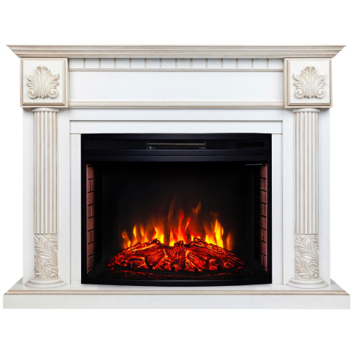 Каминокомплект IMPERIA/ПРЕСТИЖ Белый дуб с золотой патиной с очагом Электроочаг FIRESPACE/ФАЕРСПЕЙС 33