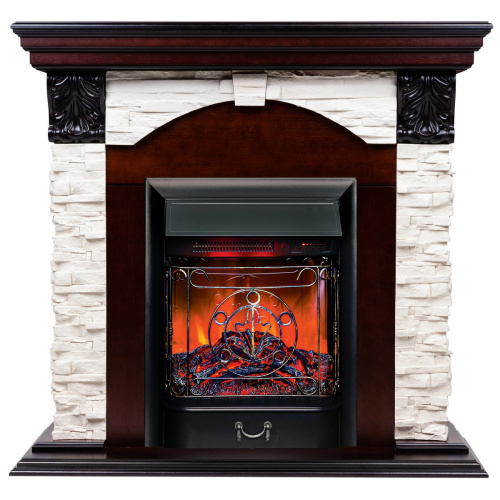 Каминокомплект DUBLIN LUX/ДУБЛИН ЛЮКС Античный дуб с очагом Электроочаг MAJESTIC LUX RC/МАДЖЕСТИК С ПУЛЬТОМ