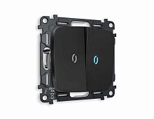 Комплект механизма 2-кл выключателя AMBRELLA VOLT с подсветкой 10000K OMEGA Черный матовый QUANT (OP8040, VM115, G17B) MO804020