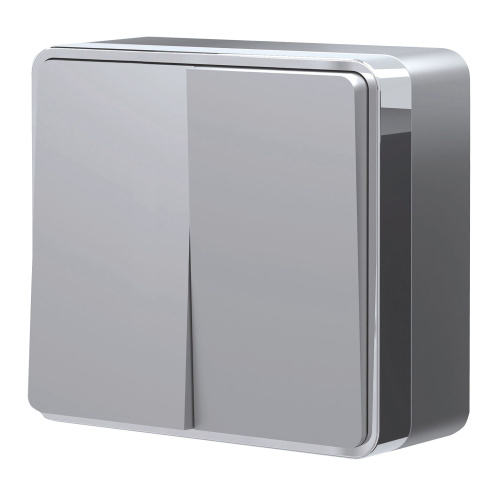 Выключатель двухклавишный Gallant серебряный W5020006 Выключатель двухклавишный Gallant серебряный W5020006