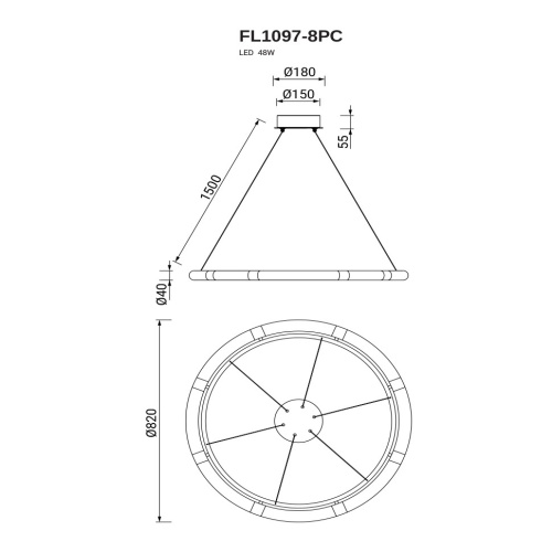 Люстра подвесная Sauvage FL1097-8PC фото 2