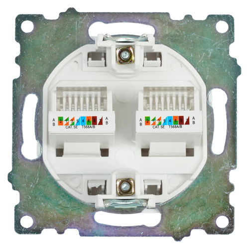 Розетка компьютерная 2-местная RJ-45 (механизм) STEKKER GLS00-7109-01 , серия Катрин, белый фото 3