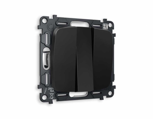 Комплект механизма 3-кл выключателя AMBRELLA VOLT OMEGA Черный матовый 10A-250V QUANT (OP8050, VM133) MO805010 Комплект механизма 3-кл выключателя AMBRELLA VOLT OMEGA Черный матовый 10A-250V QUANT (OP8050, VM133) MO805010